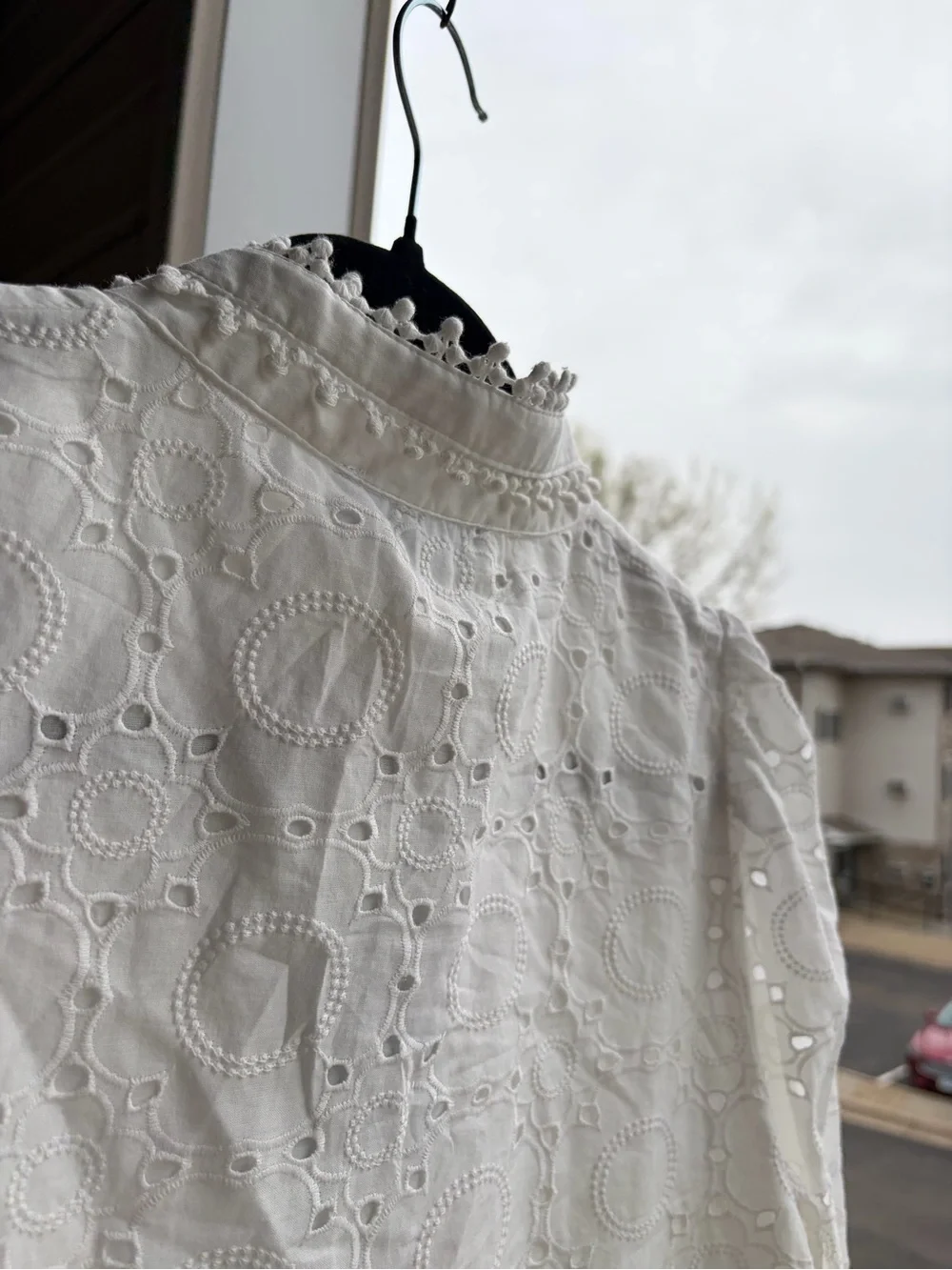 🆕🤍Antonio Melani White Eyelet Lace Dress Size 6 Boho Cottagecore Front Mini - Picture 11 of 17
